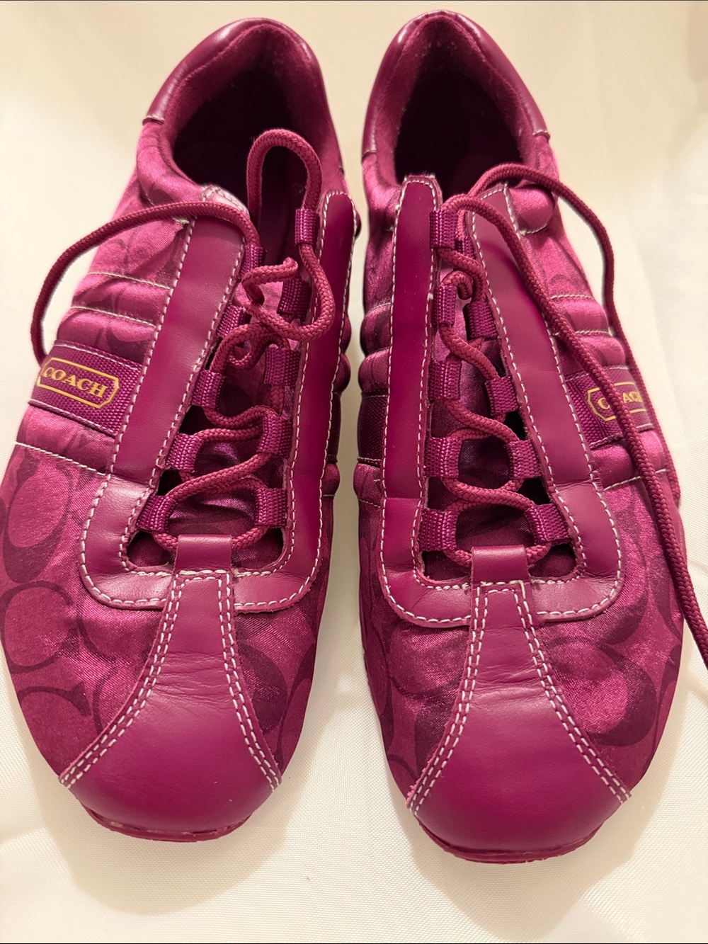 Coach Kirby Fuchsia Signature Logo Lace-Up Sneakers